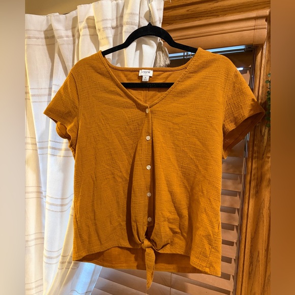 J. Crew Women's Yellow Button-Down Tie-Front Top - Picture 3 of 5